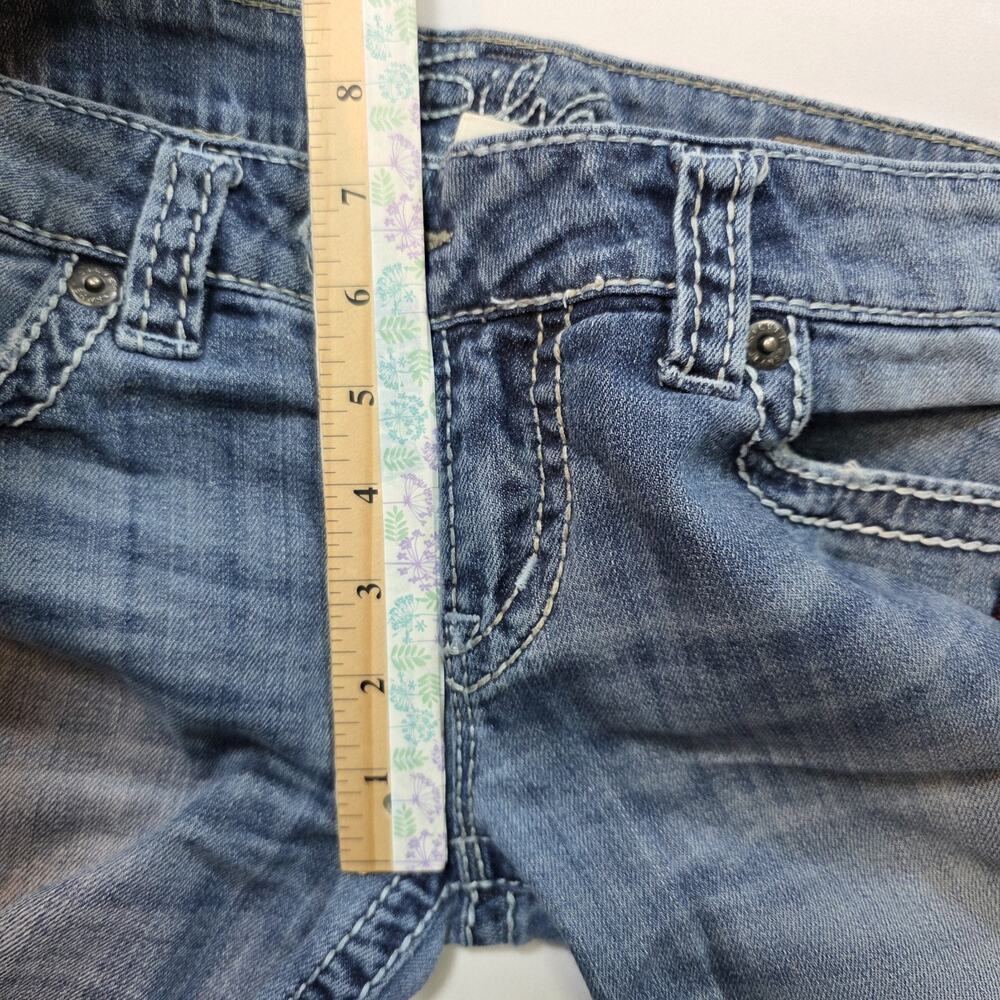 Silver Jeans Womens 29 Tuesday Capri Distressed Medium Wash Blue Denim - Picture 10 of 12